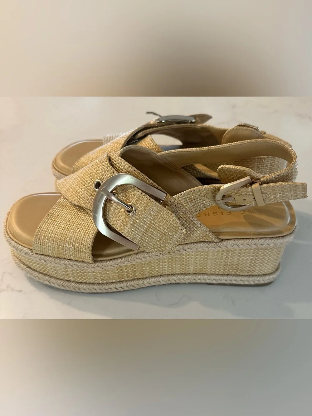 Marc Fisher Renda Woven Crisscross Slingback Sandals in Natural Size 7.5 M